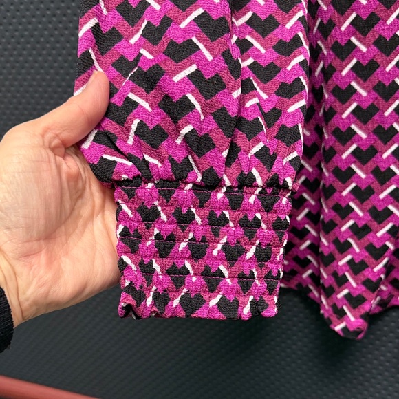 Fred David Fuchsia & Black Patterned Tie-Neck Blouse - Picture 5 of 8